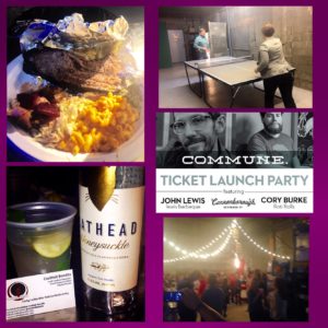 First time at a Commune dinner and I loved. Delicious food from @lewisbarbecue and @iheartrotirolls. Great cocktails from @catheadvodka and @stripedpigdistillery We met some amazing people while we served custom cocktails with @b_cannonbevco Honey Basil Soda & Cathead Honeysuckle Vodka. Yum!