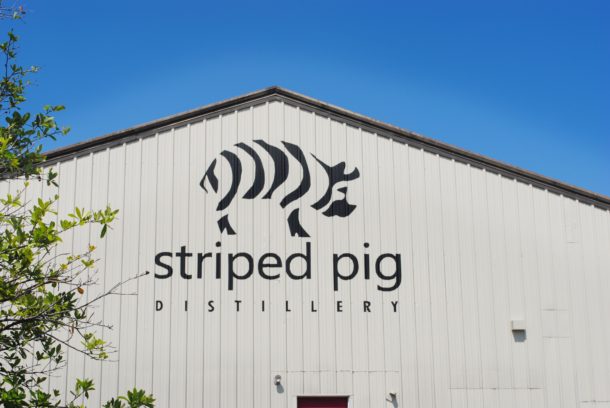 The front of Striped Pig Distillery. 